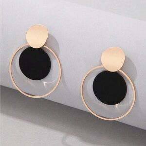 Gold and Black Geometric Earrings with Minimalist Design